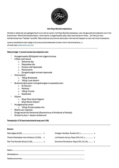 Het Pays Bas Borrelplateau (4-6 p.)