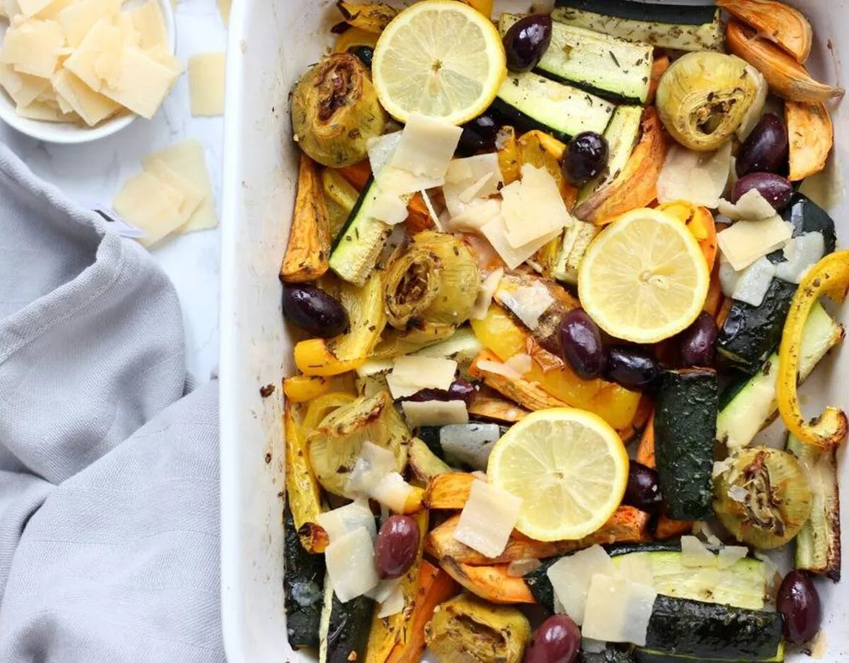 Gegrilde groenten met artisjok en olijven