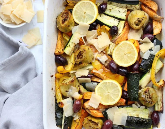 Gegrilde groenten met artisjok en olijven