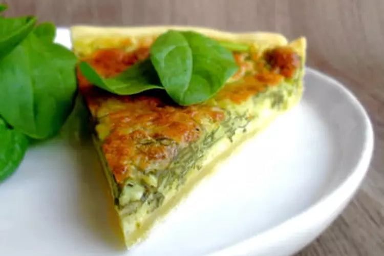 Quiche met Saint Marcelain en spinazie