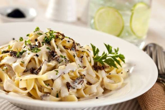 Donderdag 6 augustus; “Linguine aux truffes”, romige pasta met truffel, wilde paddestoel en rucola
