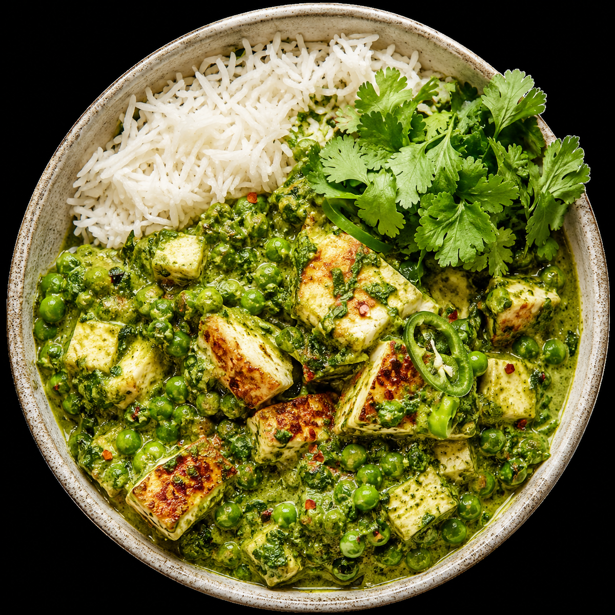 Dinsdag 29 september; Curry van paneer, aardappel en doperwten