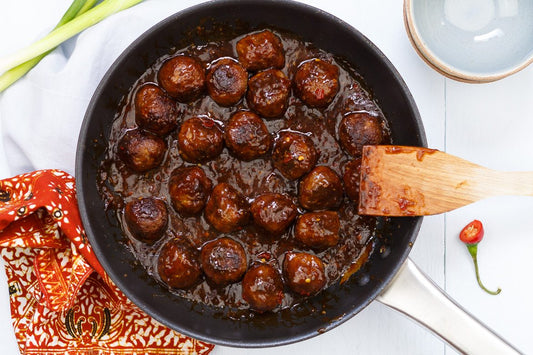 Indische gehaktballetjes in ketjapsaus; per persoon