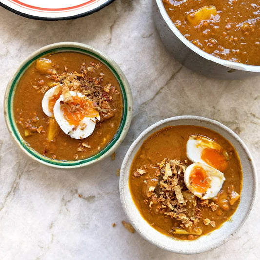 Dinsdag 5 mei: Japanse linzencurry met prei, aardappel en kokosmelk