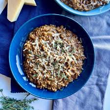 Donderdag 28 augustus; Franse uien risotto met gruyere, champignons en croutons