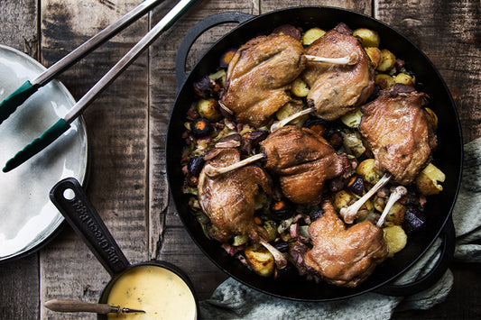 Huisgeconfijte Confit de Canard; lekker met de lauwwarme linzensalade; per stuk