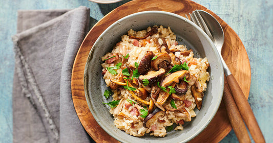 Dinsdag 17 december; truffelrisotto met paddenstoelen, grana padano en rucola