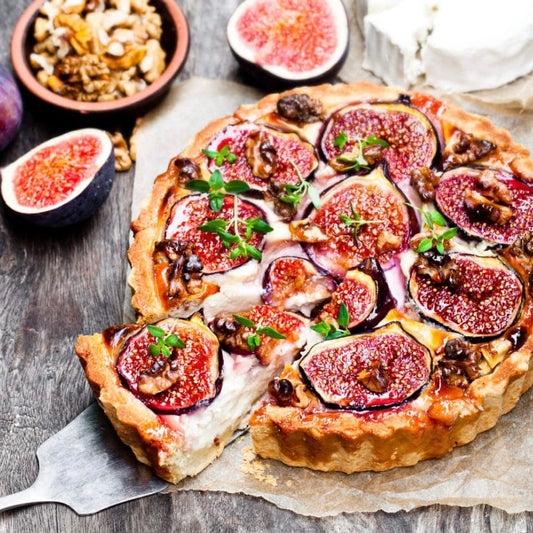 Quiche van de week; verse vijgen, geitenkaas, honing en basilicum